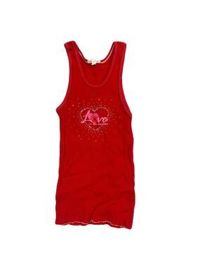 Y2K Sporty Red Valentine Heart Ribbed Preppy Love Tank Top